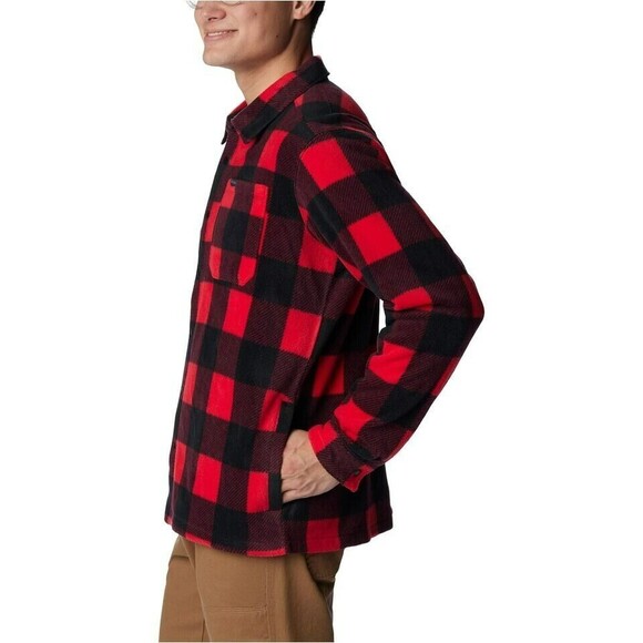 Columbia Steens Mountain Fleece Print Red Check Jacket  Snap Front Men's XL - Picture 2 of 6